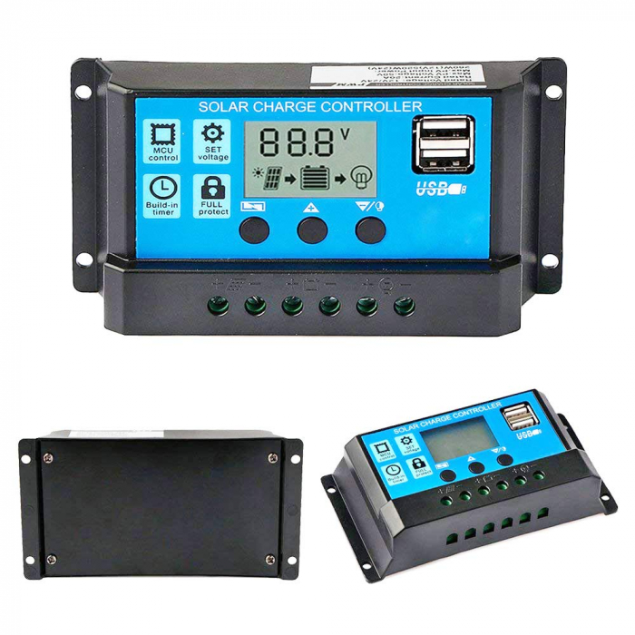Controler solar Regulator de încărcare NEXON 12/24V 10A cu USB [1]