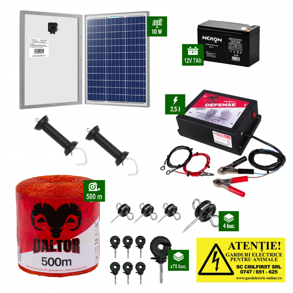 Pachet Daltor 2,5J cu 500m de fir și Panou solar plus Acumulator [1]