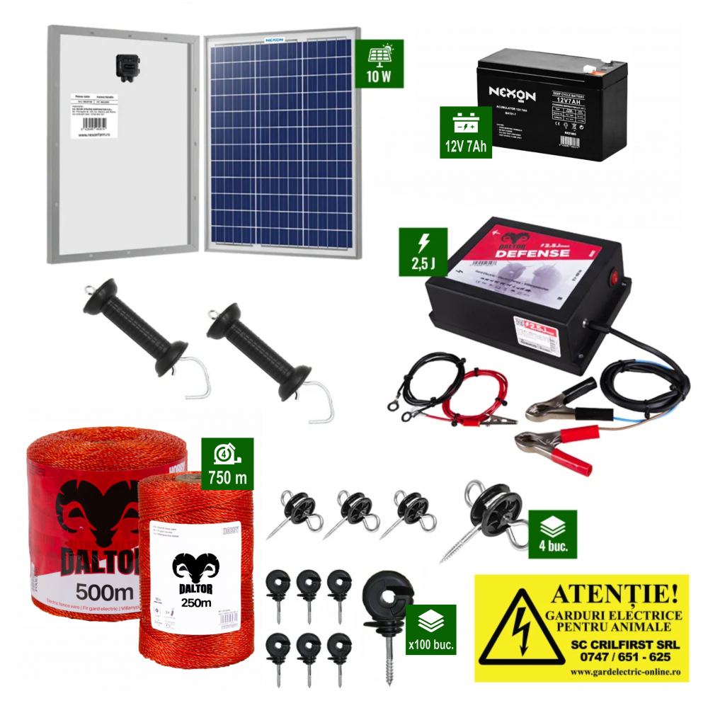 Pachet Daltor 2,5J cu 750m de fir și Panou solar plus Acumulator [1]