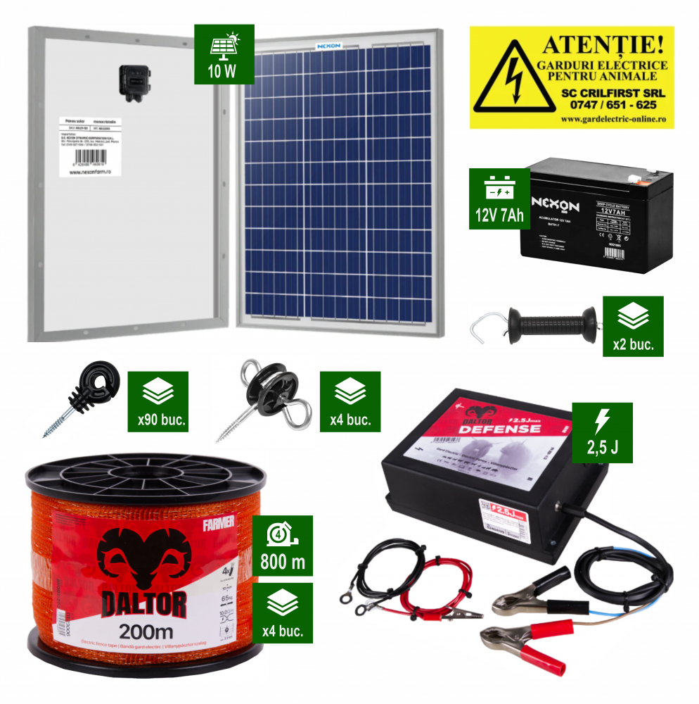 Pachet Daltor 2,5J cu 800m bandă și Panou solar plus Acumulator [1]