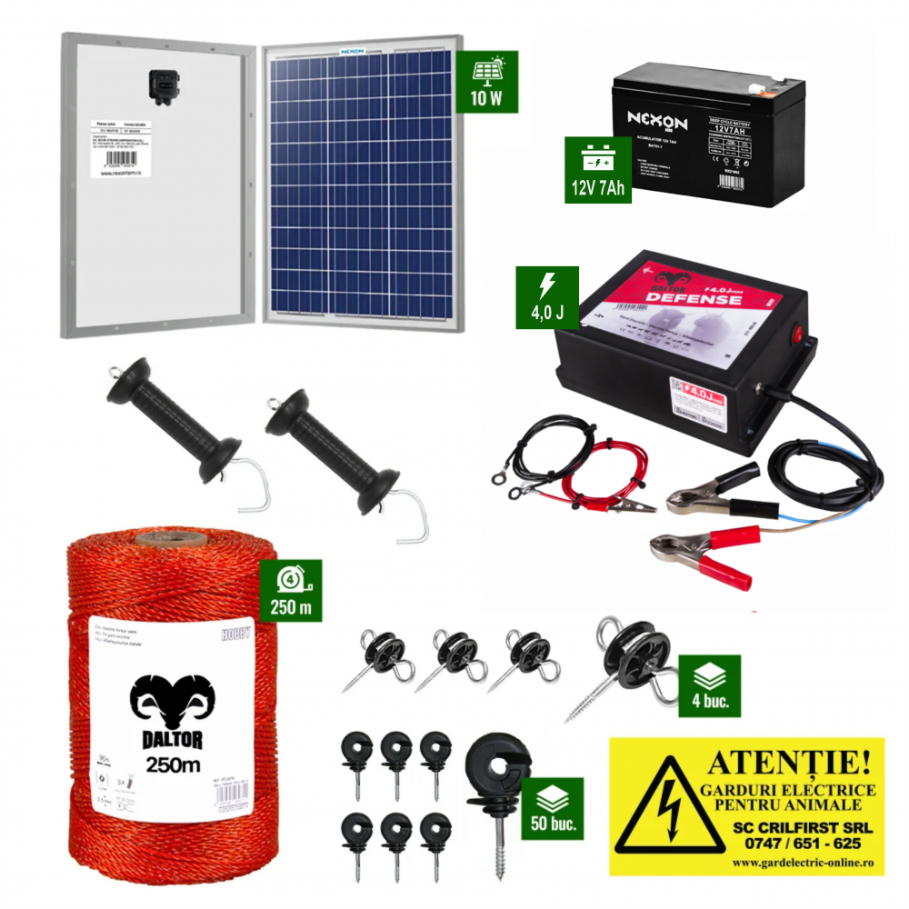 Pachet Daltor 4J cu 250m fir și Panou solar plus Acumulator [1]