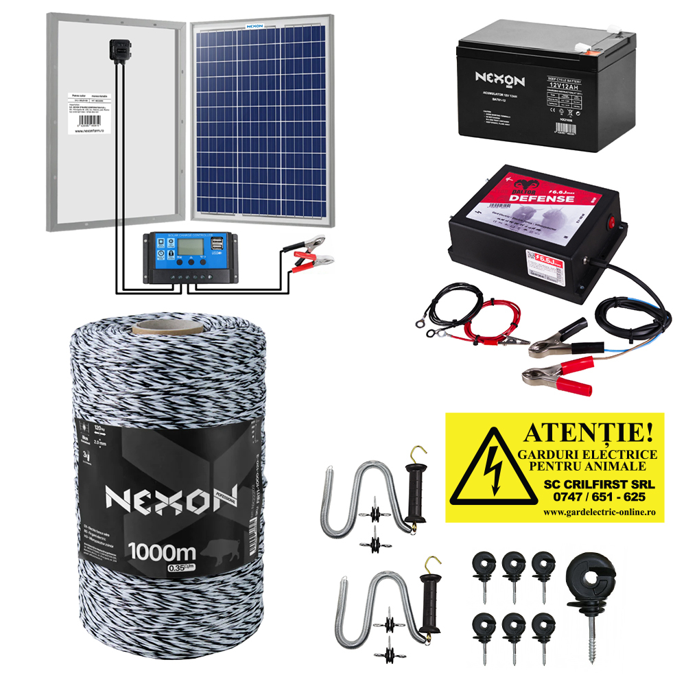 Pachet Daltor 6,6J + Fir Alb-Negru 2000m 120Kg + Panou 50W cu regulator + Acumulator 17Ah [1]