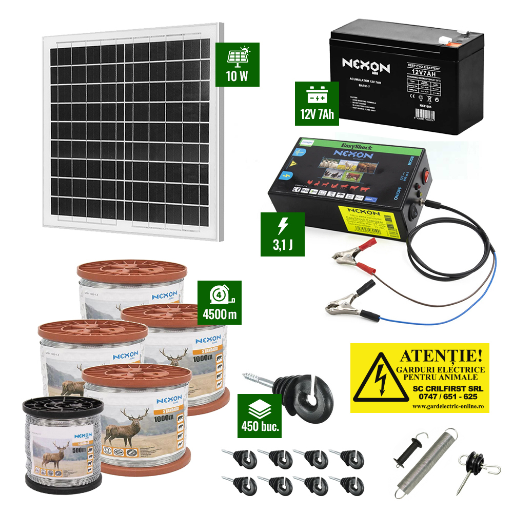 Pachet Gard electric 3,1J putere cu 4500m sârmă galvanizată și Panou solar [1]