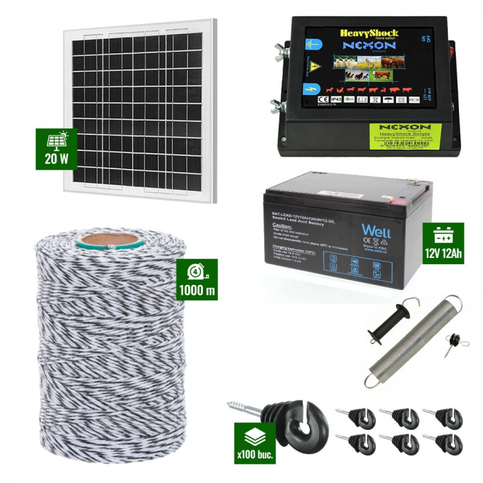 Pachet Gard electric 4j putere cu Panou Solar si 1000m de fir 120Kg [1]