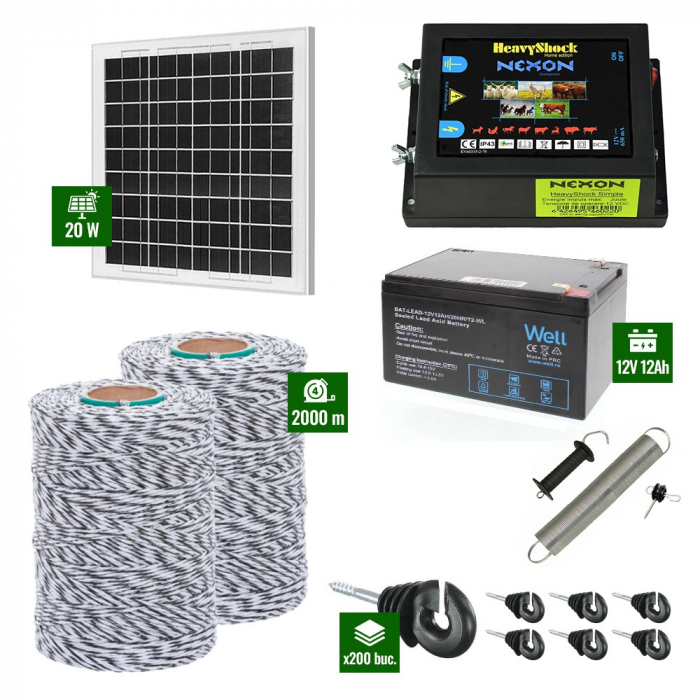 Pachet Gard electric 4j putere cu Panou Solar si 2000m de fir 120Kg [1]