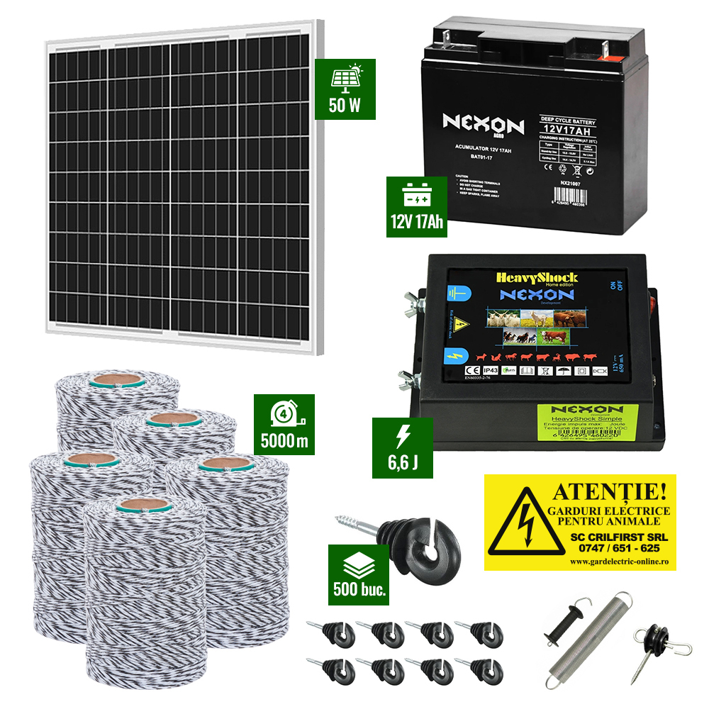 Pachet Gard electric 6,6j putere cu Panou Solar 50W si 5000m de fir 120Kg [1]