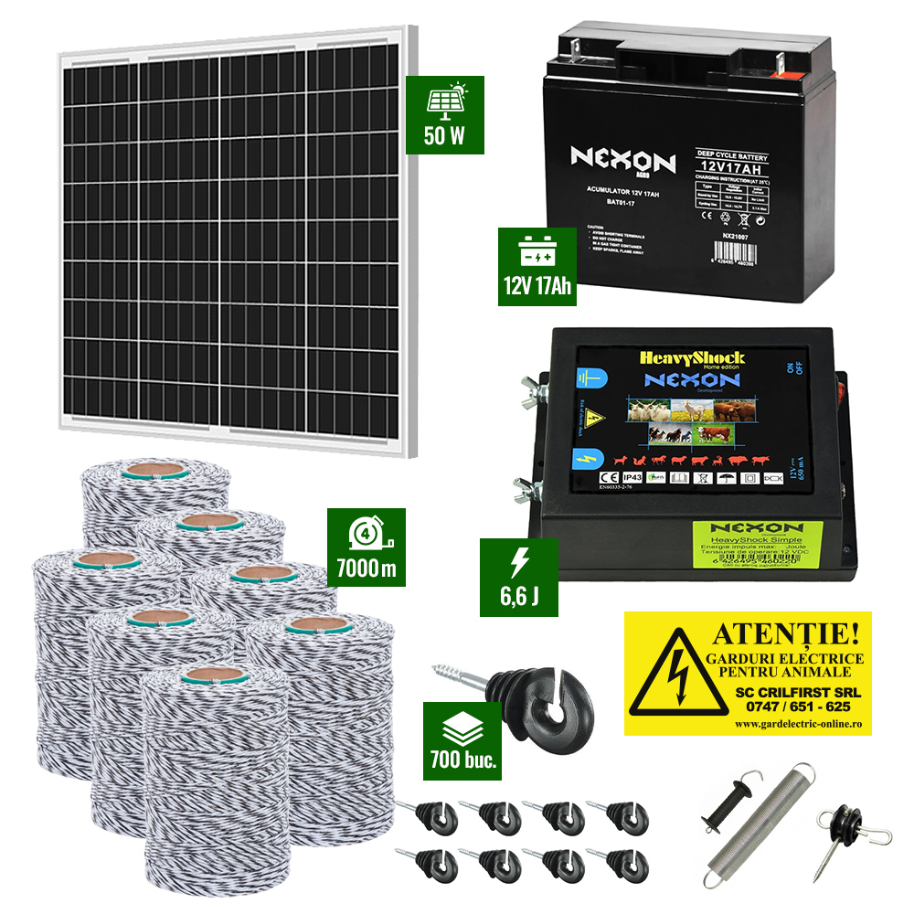 Pachet Gard electric 6,6j putere cu Panou Solar 50W si 7000m de fir 120Kg [1]
