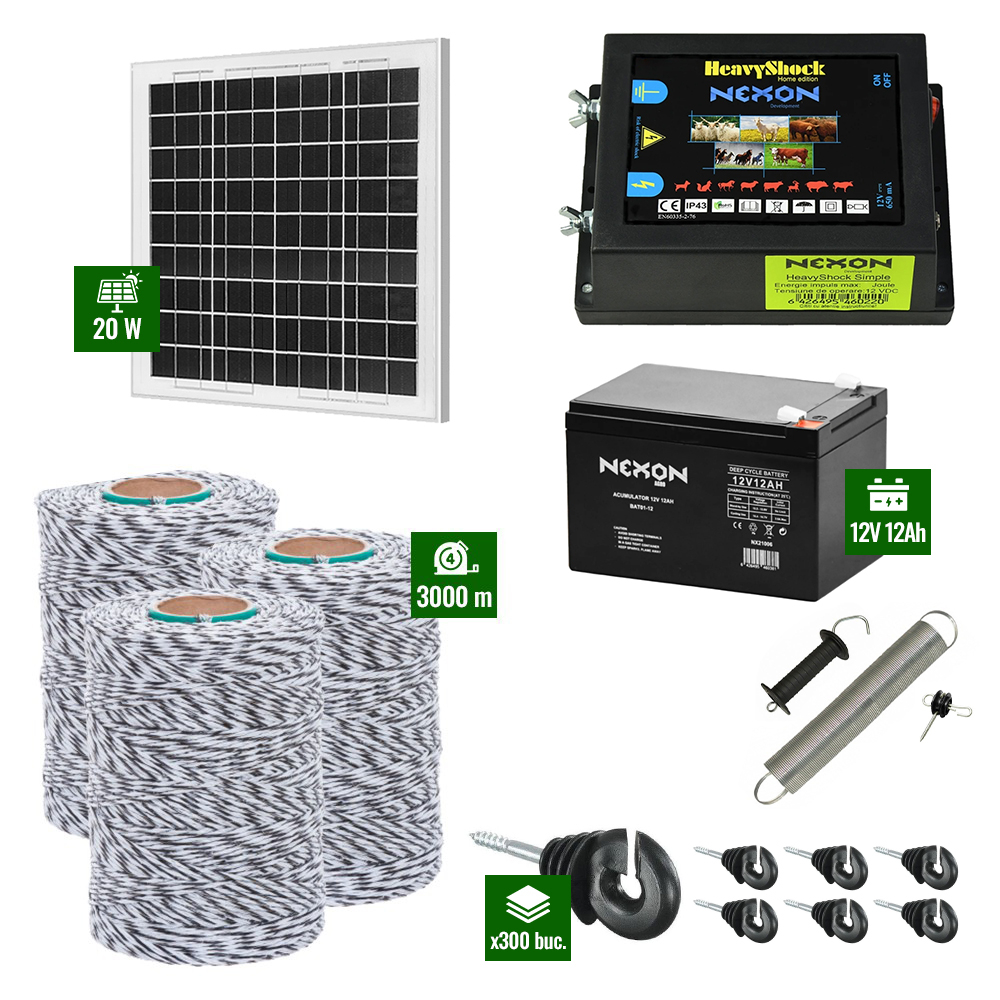 Pachet Gard electric 6,6j putere cu Panou Solar si 3000m de fir 120Kg [1]