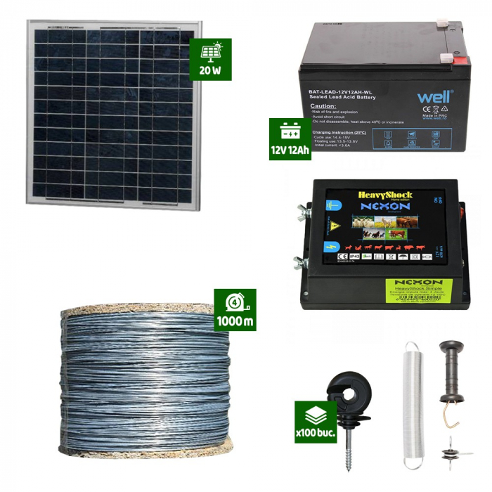 Pachet Gard electric Animale Sălbatice 4J putere cu Sârmă 1000m și Panou Solar [1]