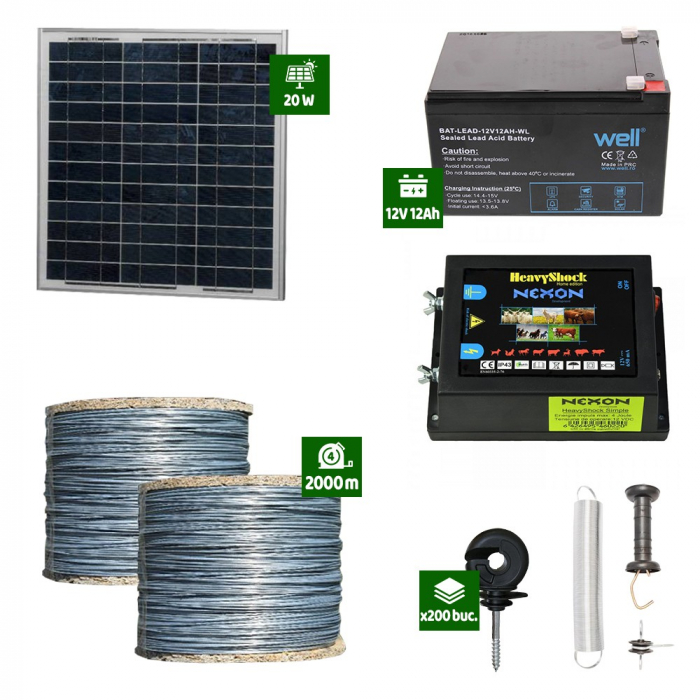 Pachet Gard electric Animale Sălbatice 4J putere cu Sârmă 2000m și Panou Solar [1]