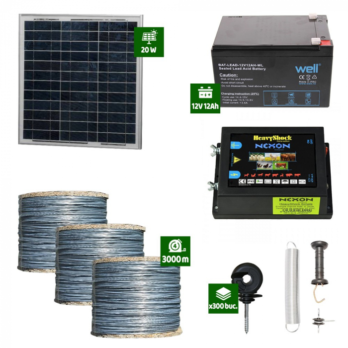 Pachet Gard electric Animale Sălbatice 4J putere cu Sârmă 3000m și Panou Solar [1]
