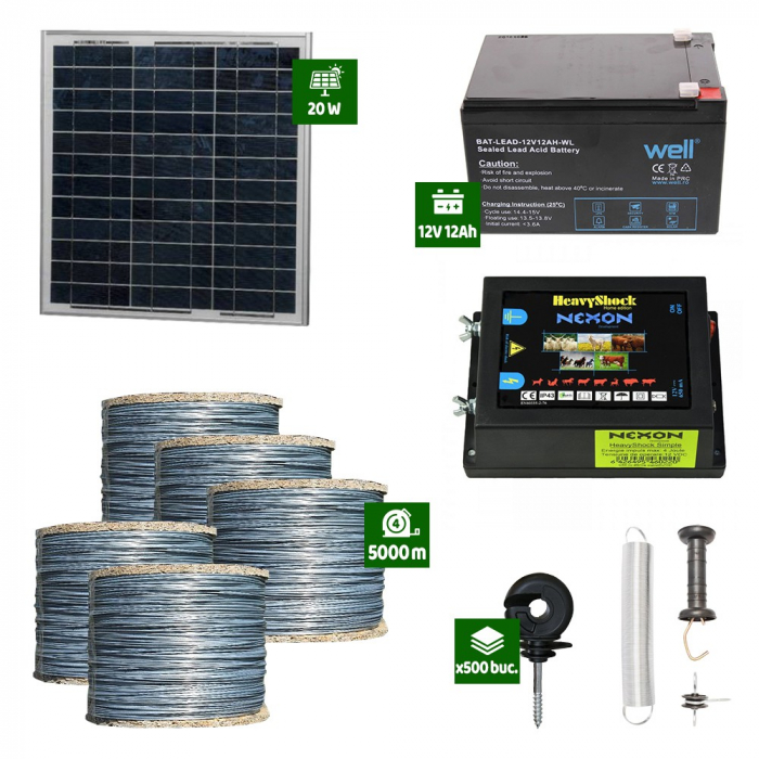 Pachet Gard electric Animale Sălbatice 4J putere cu Sârmă 5000m și Panou Solar [1]