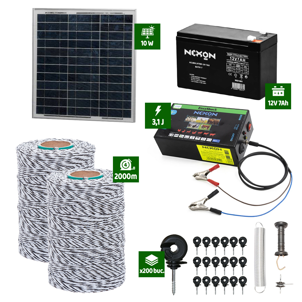 Pachet gard electric cu Panou solar 3,1J putere cu 2000m Fir 120Kg [1]