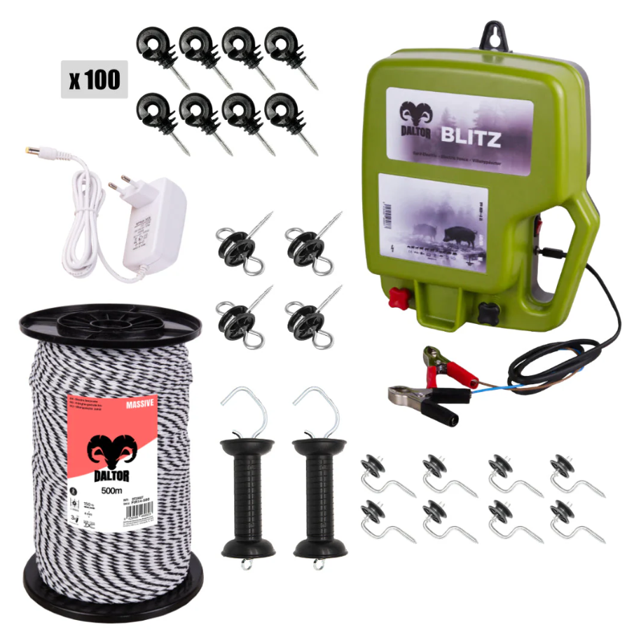 Pachet gard electric DALTOR Blitz 9J cu 500m de frânghie rezistență la rupere de 150Kg [1]