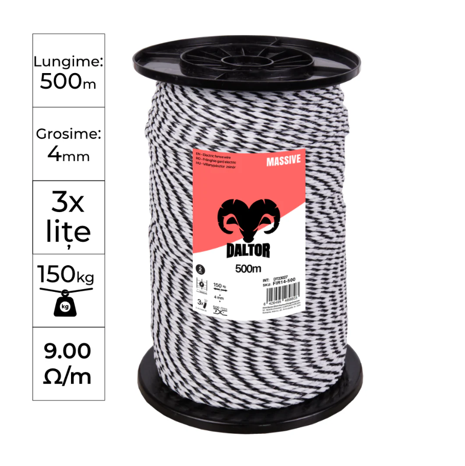 Pachet gard electric DALTOR Blitz 9J cu 500m de frânghie rezistență la rupere de 150Kg [4]