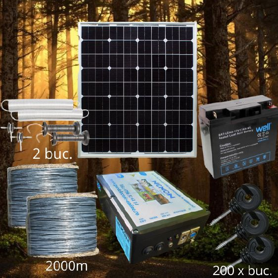Pachet Gard Electric Nexon de 8,5J împotriva mistreților cu sârmă 2000m și Panou Solar [1]