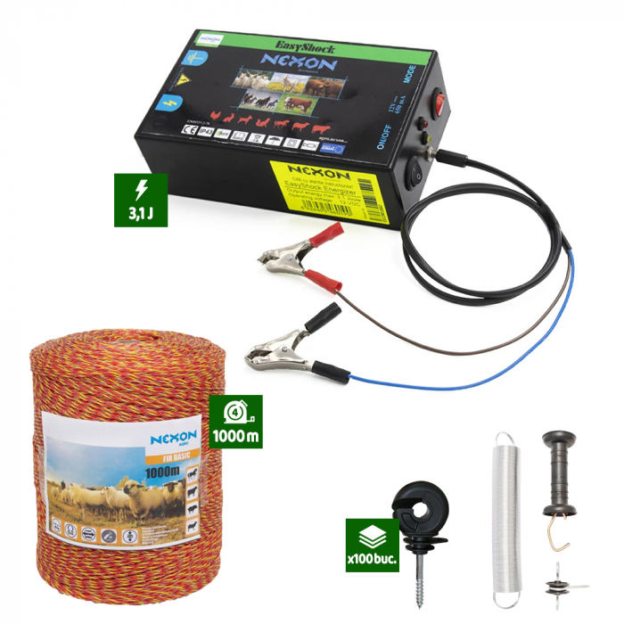 Pachet Gard electric Nexon pentru animale 3,1J putere plus 1000m de fir 90kg [1]