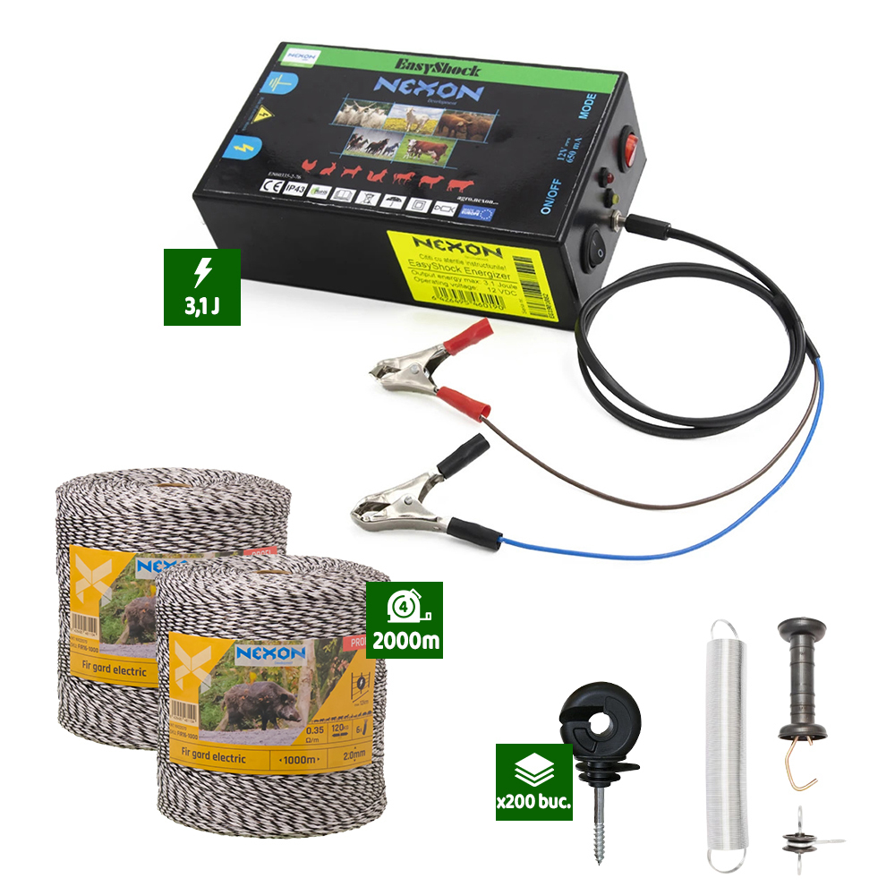 Pachet Gard electric Nexon pentru animale 3,1J putere plus 2000m de fir 130kg [1]