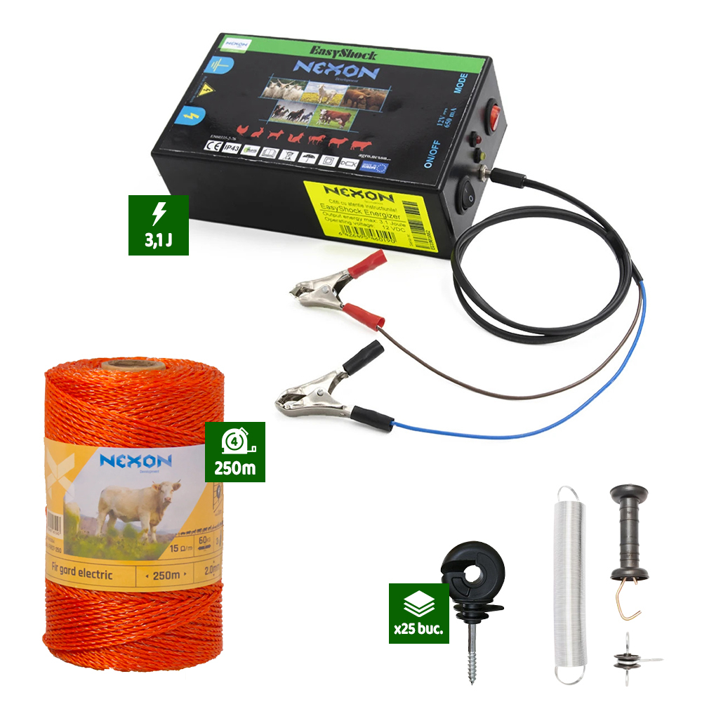 Pachet Gard electric Nexon pentru animale 3,1J putere plus 250m de fir 60kg [1]