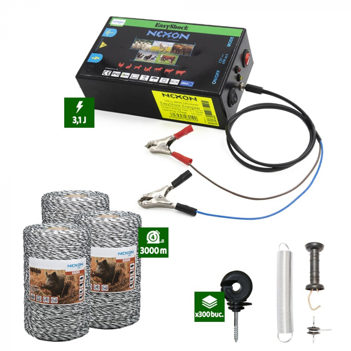 Pachet Gard electric Nexon pentru animale 3,1J putere plus 3000m de fir 120kg [1]