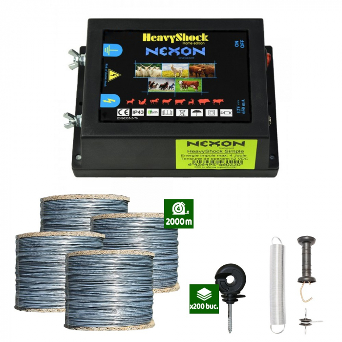 Pachet Gard electric Nexon pentru animale 6,6J putere plus 2000m sârmă galvanizată 200kg [1]