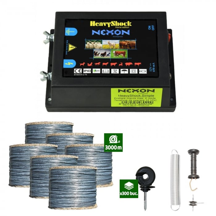 Pachet Gard electric Nexon pentru animale 6,6J putere plus 3000m sârmă galvanizată 200kg [1]