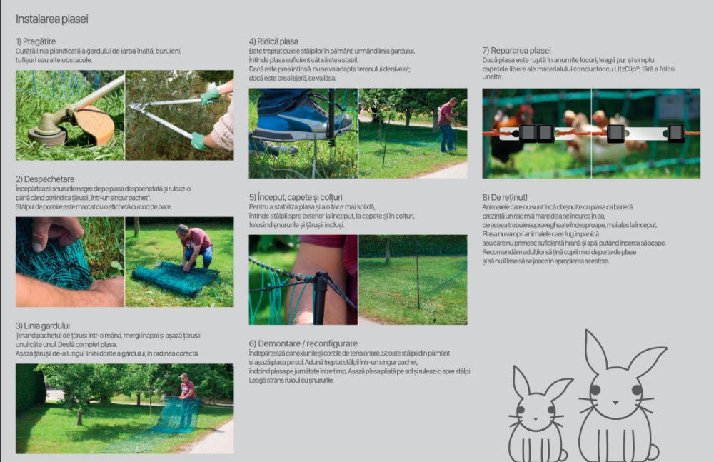 Plasă gard electric pentru iepuri 50 m – 65 cm, verde/negru [9]