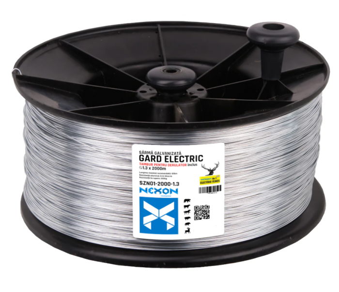 Sarma zincata gard electric NEXON 1.3mm 2000m 1lite ±200kg cu tambur [1]