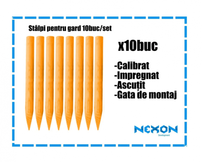 Stalpisori lemn 120CM NEXON pentru gard electric - Set 10 bucăți [1]