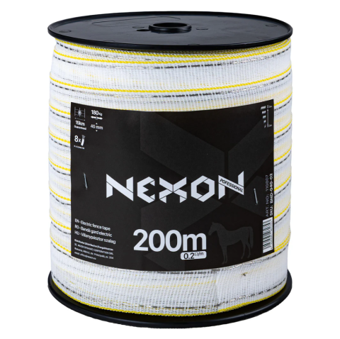 Bandă pentru Gard Electric - Bandă gard electric NEXON PREMIUM cu lățime de 40mm, lungime 200m 8 lițe rezistență la rupere de 180kg