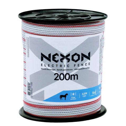 Bandă pentru Gard Electric - Bandă gard electric NEXON Topline Plus 200 m x 20 mm, 0.374 Ohm/m, 5 lițe, 120 kg, până la 5 km