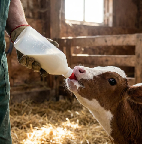Hrănitoare - Bidon alăptare viței 1L cu tetină roșie și scară gradată