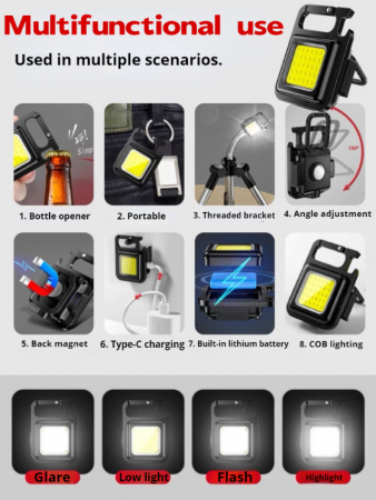 Breloc Mini Lanternă LED reîncărcabilă prin USB, prindere magnetică, portabilă [8]