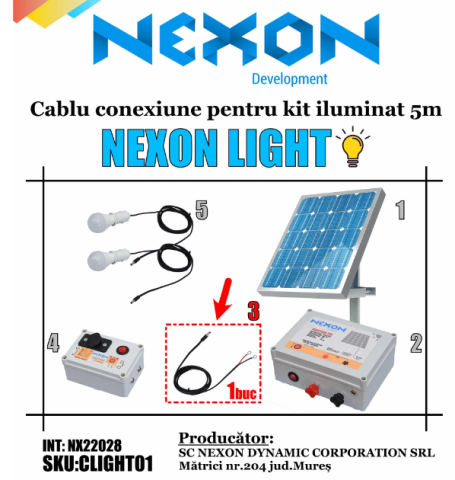Cablu conexiune NEXON ILIGHT 5m pentru Sistem de iluminat [1]