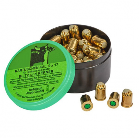 Capse pentru asomator Blitz Kerner (10 buc) - Verde: Purcei (mai mult de 5 kg – pana in 30 kg), Porci, Miei, Iezi, Vitei tineri, etc.