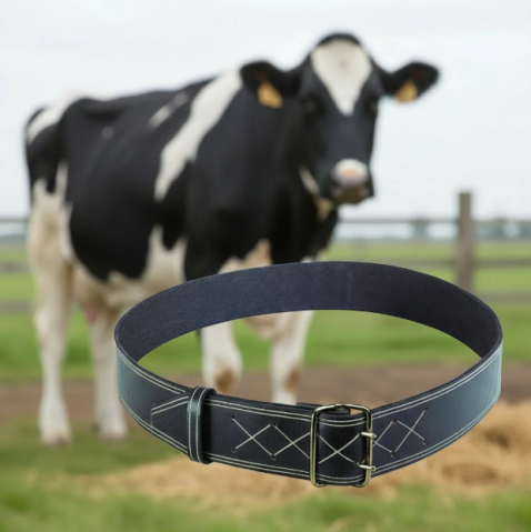 Îngrijirea animalelor - Colier din piele pentru bovine 90x4.7 cm maro