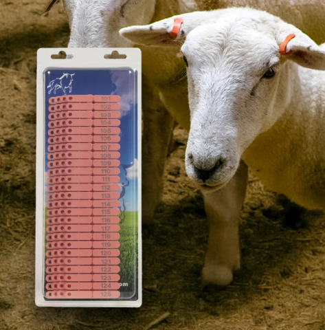 Marcarea Animalelor - Crotalii pentru oi, capre, porci, roșu, 100 buc