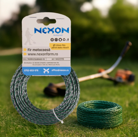 Tot ce ai nevoie pentru FERMA TA - Fir pătrat dublu răsucit pentru motocoasă 3 mm × 15 m – NEXON