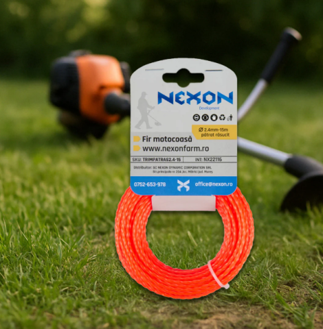 Tot ce ai nevoie pentru FERMA TA - Fir pătrat răsucit pentru motocoasă 2.4 mm x 15 m NEXON
