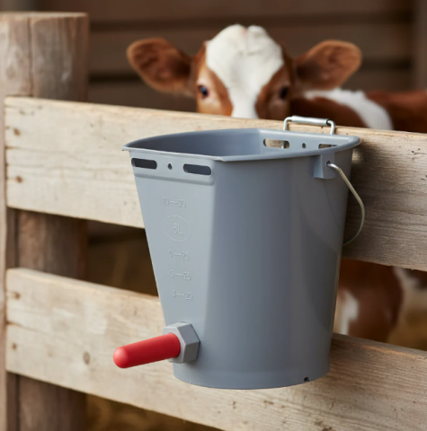 Zootehnie - Găleată adăpare viței 8L cu suzetă – gri