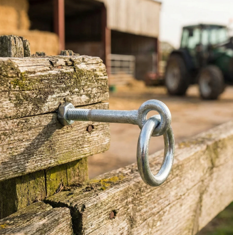 Zootehnie - Inel de prindere cu șurub filetat 120 mm – galvanizat