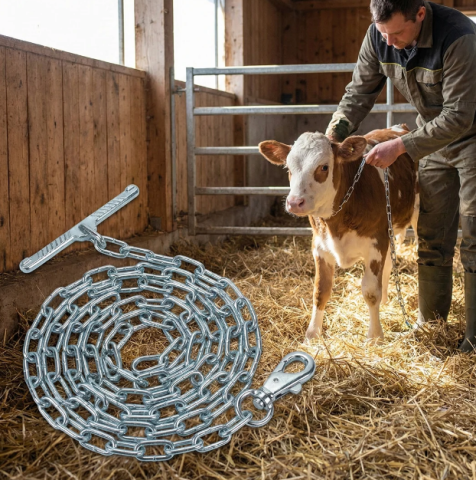 Îngrijirea animalelor - Lanț viței 63 cm 5 mm cu carabină