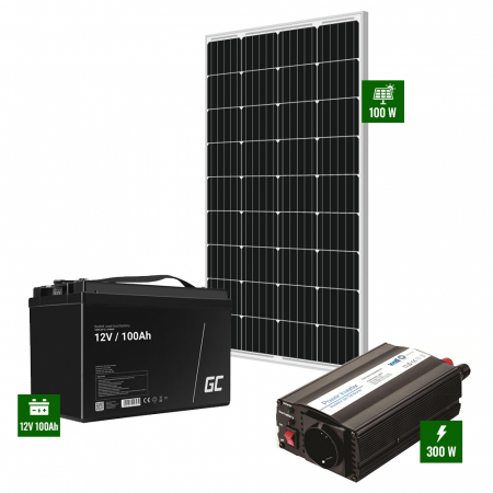 Panouri Solare - Pachet cu Panou solar 100W + acumulator 100Ah + Invertor 300W