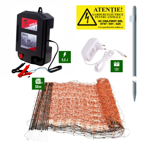Pachete Gard electric - Pachet Gard electric 9J putere cu 50m de plasă și stâlpișori plastic