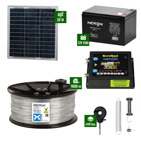 Pachete Gard electric - Pachet Gard electric Animale Sălbatice 6,6J putere cu Sârmă 1000m și Panou Solar