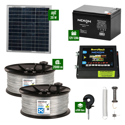 Pachete Gard electric - Pachet Gard electric Animale Sălbatice 6,6J putere cu Sârmă 2000m și Panou Solar