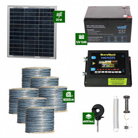 Pachete Gard electric - Pachet Gard electric Animale Sălbatice 6,6J putere cu Sârmă 6000m și Panou Solar