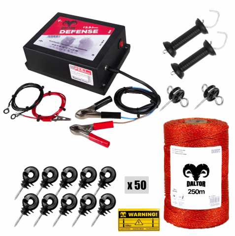 Gard electric pentru Cai, Câini, Capre, Vaci, Porci - Pachet gard electric DALTOR Defense 2.5J 500m