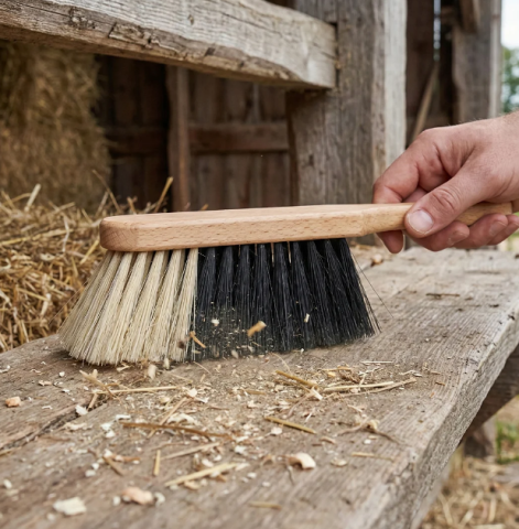 Îngrijirea animalelor - Perie păr cal mâner lemn curățare delicată