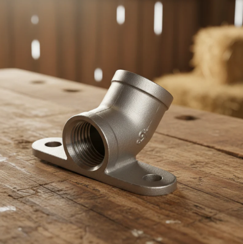 Zootehnie - Racord (cot) 45 grade fixare suzetă adăpare – oțel inoxidabil